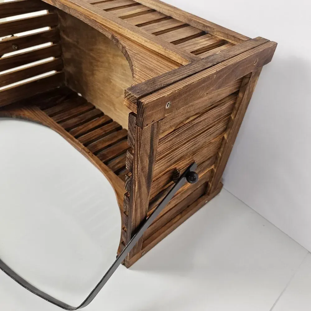 House of Lloyd 1999 Wooden Magazine Rack Basket Rustic Wood Tote Storage Caddy
